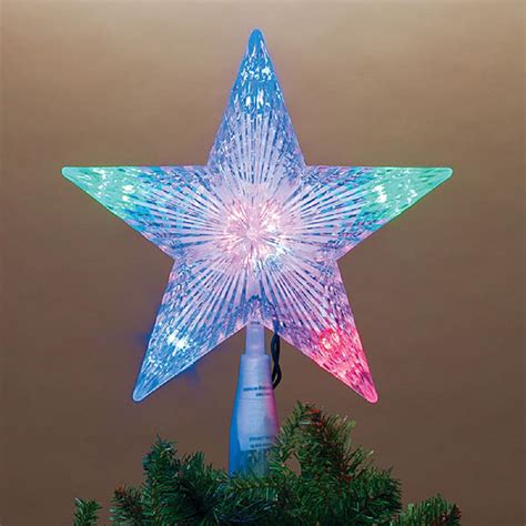 Crystal Star Multi Color Led Christmas Tree Topper 10 Inch