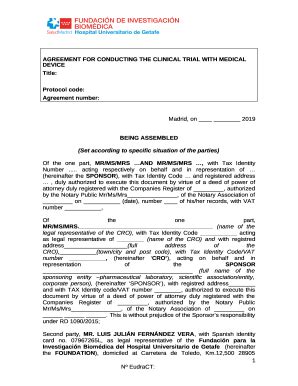 AGREEMENT FOR CONDUCTING THE CLINICAL TRIAL WITH MEDICAL DEVICE Doc