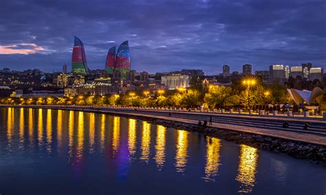 Located at the crossroads of eastern europe and western asia. Flame towers, Azerbaijan