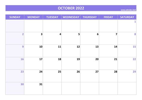 October 2022 Calendar Calendarbest