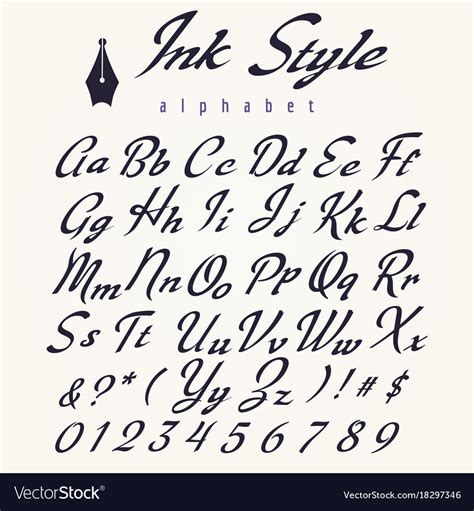 Ink Style Alphabet Retro Script Letters Royalty Free Vector