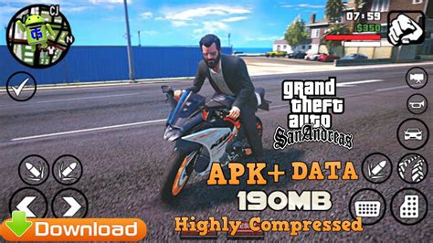 The gta san andreas has an obb file which you will copy to your android obb file after extracting the zip file. GTA San Andreas APK+Data 190MB Highly Compressed Download