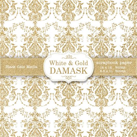 White And Gold Damask Wedding Papers Gold And White Wedding Etsy Norway