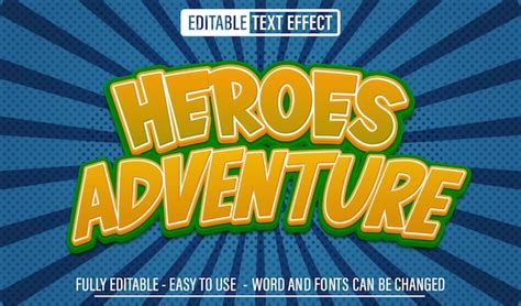 Premium Vector Heroes Adventure 3d Editable Text Effect