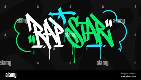 Hip Hop Hand Written Urban Graffiti Style Words Rap Star Vector