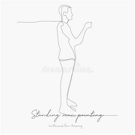 Continuous Line Drawing Standing Man Pointing Finger Simple Vector