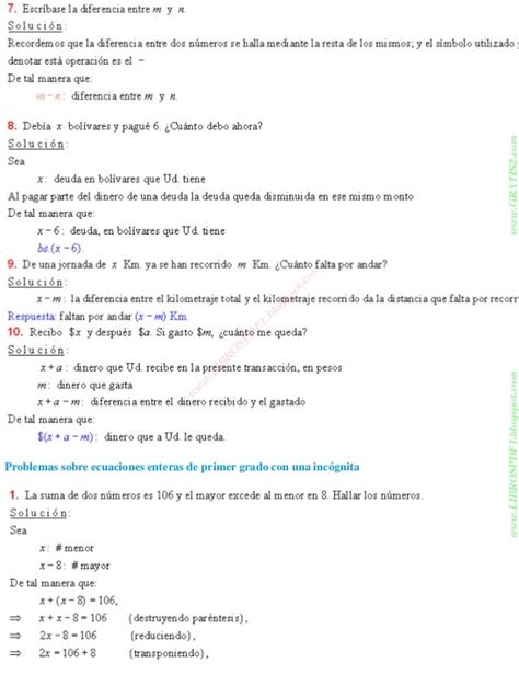 Ejemplos Problemas De Ecuaciones De Primer Grado Con Una Incognita