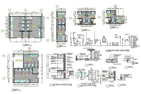 Public Toilet Plan With Sanitary Ware Fixing Drawing Dwg File Cadbull