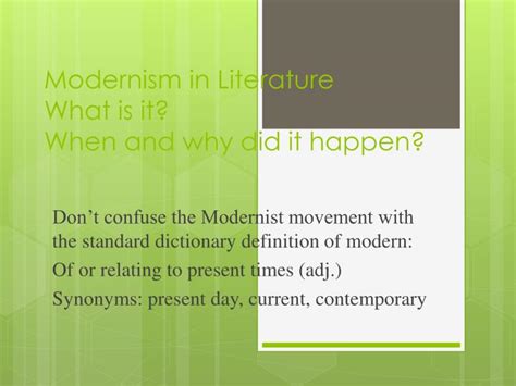 Ppt Modernism In Literature What Is It When And Why Did It Happen
