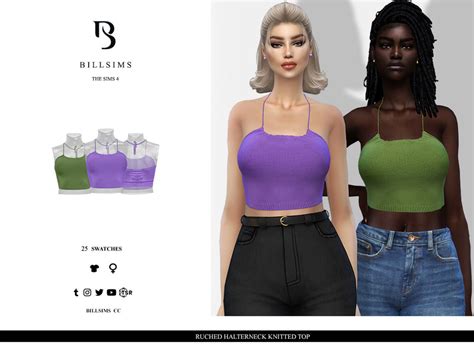 The Sims Resource Ruched Halterneck Knitted Top