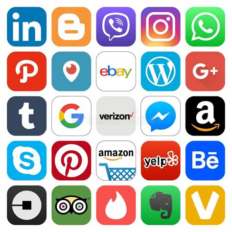 Different Popular Social Media And Other Icons Editorial Stock Photo