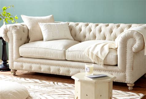 Finn 75 Tufted Linen Sofa Cream Muebles Decoración De La Casa Sillas