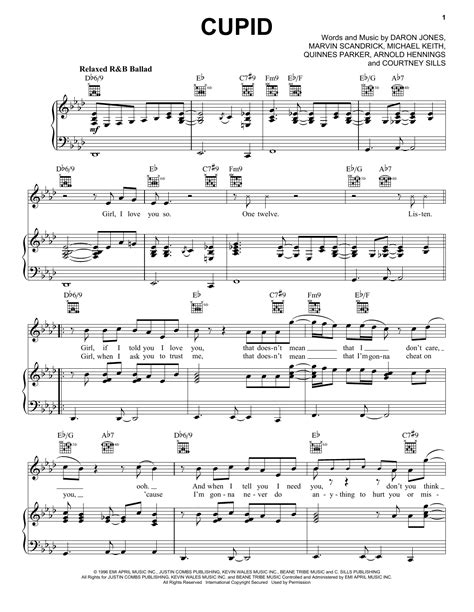 Cupid Sheet Music 112 Piano Vocal And Guitar Chords Right Hand Melody