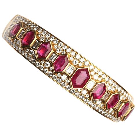 Bulgari Iconic Ruby Diamond Bangle Bracelet For Sale At 1stdibs