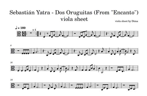 Sebastián Yatra Dos Oruguitas From Encanto Viola Sheet