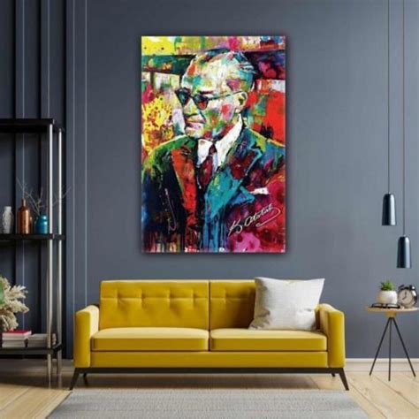Ya L Boya Efektli Mustafa Kemal Atat Rk Portresi Kanvas Tablo