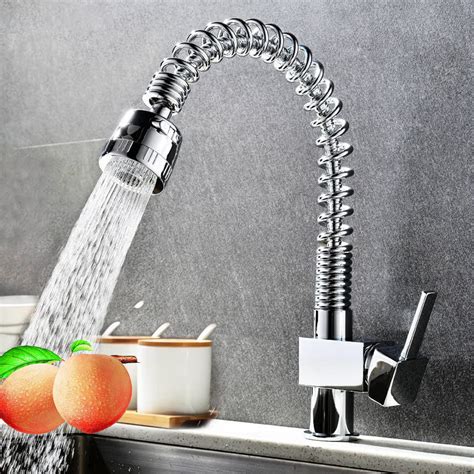 Modern Kitchen Mixer Spray Tap With Pull Out Hose Single Lever Chrome