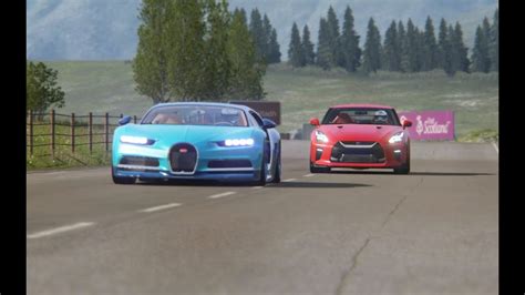 Battle Nissan Gt R 2017 Vs Bugatti Chiron At Highlands Youtube