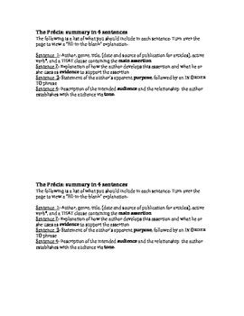 In a paraphrase you should give all the details: The Précis - a concise analytical paragraph in 4 sentences ...