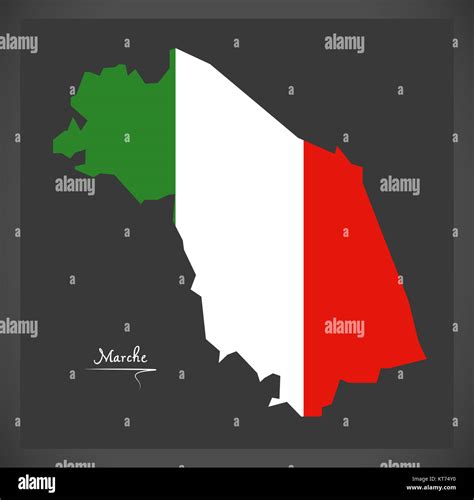 Marche Map With Italian National Flag Illustration Stock Photo Alamy
