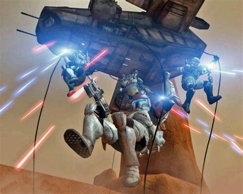 Arc Troops Propel Into Battle From Their Laat Gunship Guerra Dos Clones