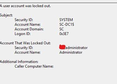 Wait for the lockout to occur again. windows - Administrator - A user account was locked out ...