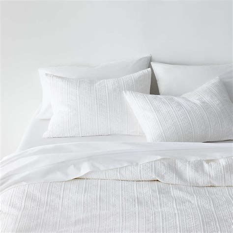 Organic Cotton White Textured King Duvet Cover Reviews Crate And Barrel