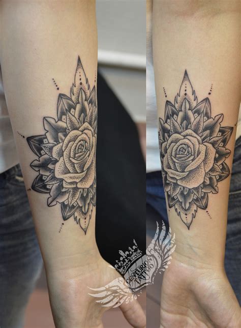 Mandala Dotwork Rose Tattoo Tattoos Sleeve Tattoos Hand Tattoos