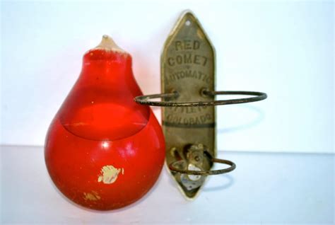 Vintage 1930s Red Comet Glass Fire Extinguisher With Metal