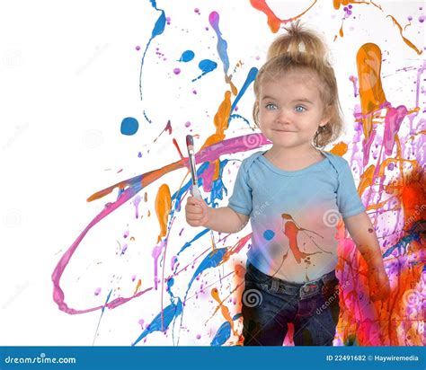 Happy Art Child Painting On White Stock Photo Image Of Artistic