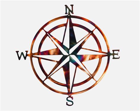 Compass Rose Nautical Metal Wall Art Etsy