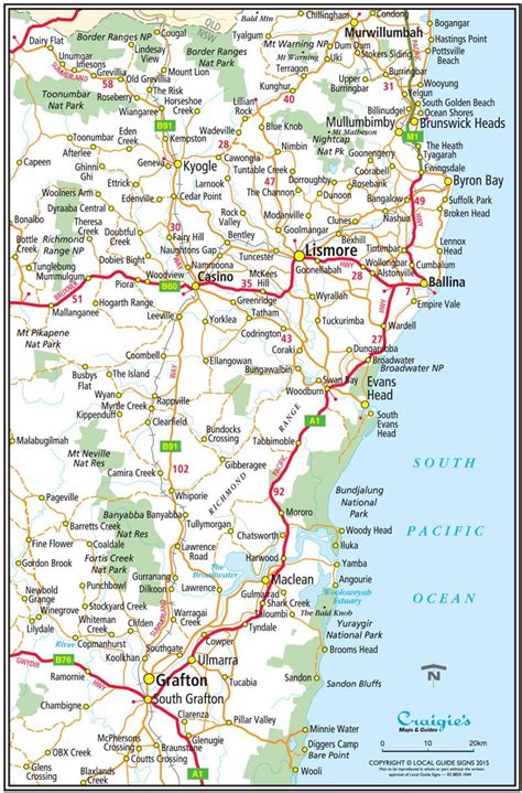 Tripadvisors wales karte mit hotels, pensionen und hostels: Northern New South Wales Landkarte - Karte von Nord-New ...