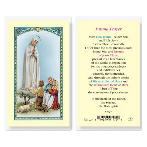 Prayer To The Our Lady Of Fatima Holy Card Carmelite T Shop