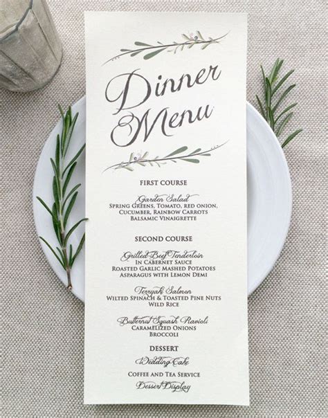 This is one for the new social. simple yet elegant wedding menu cards | Rustic wedding ...