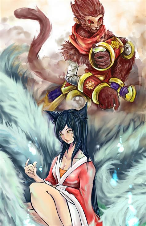 ahri and wukong by exshen on deviantart