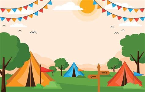 Flat Summer Camping Background Poster Background Design Colorful