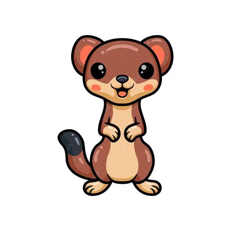 Premium Vector Cute Little Weasel Cartoon Standing