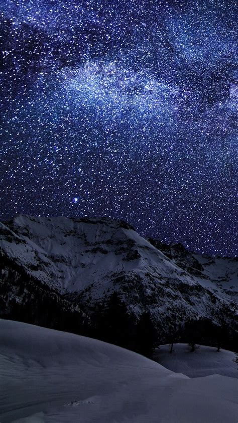 Starry Night Night Sky Wallpaper Night Sky Photography Winter Landscape