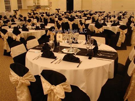 Ours are designed with the right proportions to be comfortable to sit in until dessert. black and champagne wedding | White Poly with Pink ...