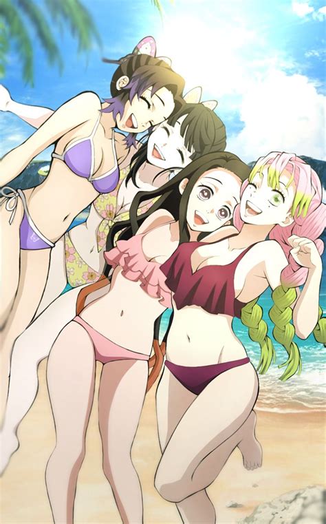 Demon Slayer Girls At The Beach En 2022 Personajes De Anime Arte De