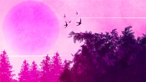 2560x1440 Pink Birds Forest Landscape 4k 1440p Resolution Hd 4k