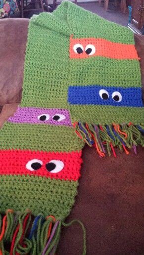 Ninja Turtles Crocheted Scarf Crochet Hat Pattern Crochet Kids Scarf