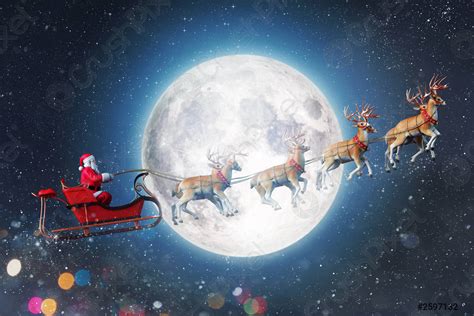Santa Claus En Un Trineo Listo Para Entregar Regalos Con Foto De