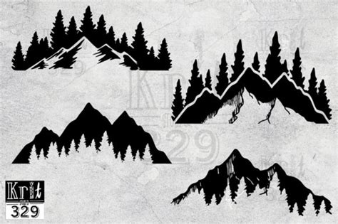 Free 311 Forest Mountain Silhouette Svg SVG PNG EPS DXF File