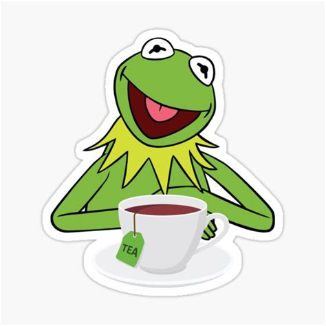 Kermit The Frog Drinking Tea Sticker By Teeshoplaza Redbubble