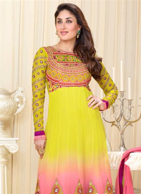 Fashion Glamour World Kareena Kapoor Ankle Length Kalidar Anarkali Suit 2014 Bollywood Indian