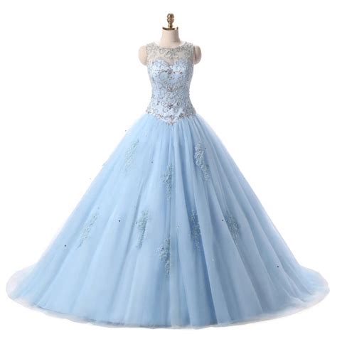 Light Sky Blue Pink Ball Gown Quinceanera Dress Heavy Beaded Sexy