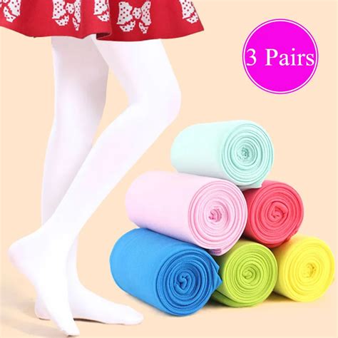 3 Pairs Lot Cute Kids Girls Tights Candy Color Velvet Pantyhose Thin