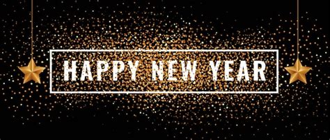 Happy New Year Banner With Glitters Free Vector