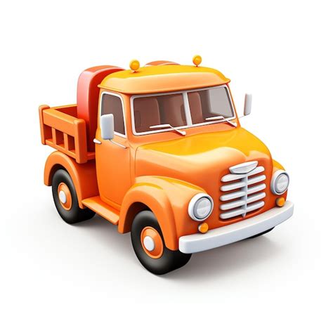Premium Photo A Cartoon Orange Truck With A White Background